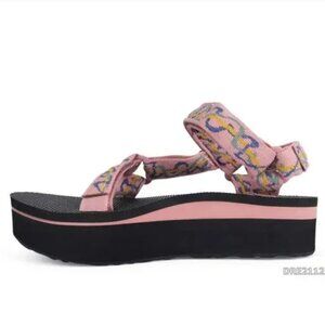 Teva Flatform Universal Platform Sandals Ziggy Rose Pink Black Foam  Size 10